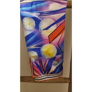 Abstract Floral Silk Scarf: Colorful Spring Art, Rolled Edges